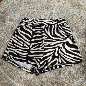 SHEIN Black and White Zebra-Print Athletic Shorts